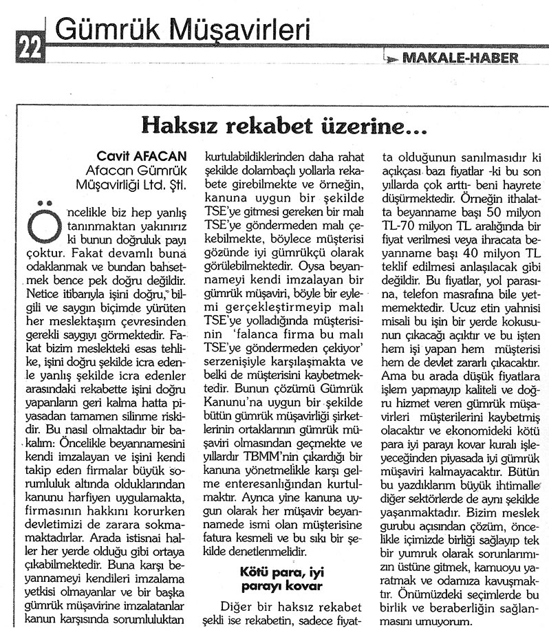 Basında Afacan — arşiv kupürü 1